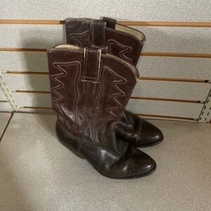 Vintage Brown Leather Cowboy Boots Western Style Heeled‎ Bilt Rite Menswear 8.5